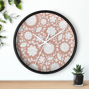 Floral Eyelet Lace Wall Clock in Coral