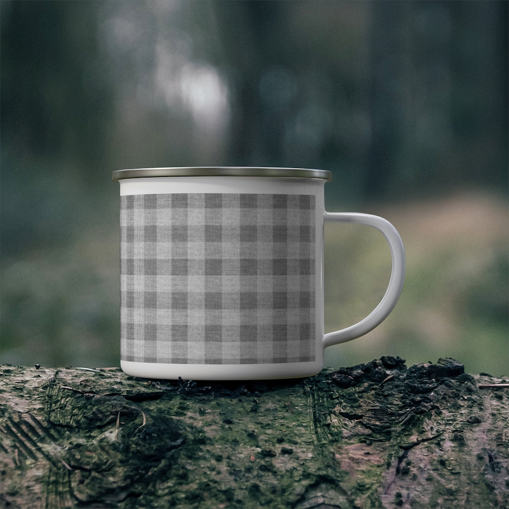 Buffalo Check Enamel Mug in Gray