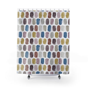 Watercolor Leaf Stamp Shower Curtain in Purple