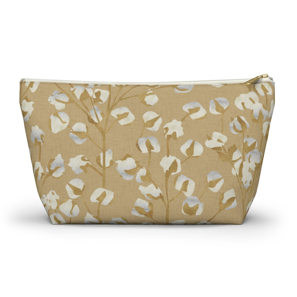 Cotton Branch Accessory Pouch w T-bottom in Gold