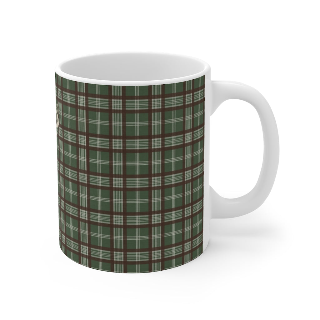 Plaid Deer Mug in Green