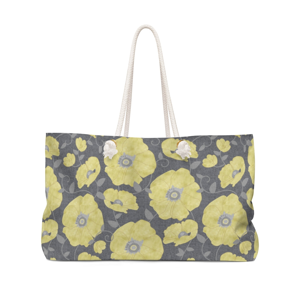 Floral Poppies Weekender Bag in Yellow