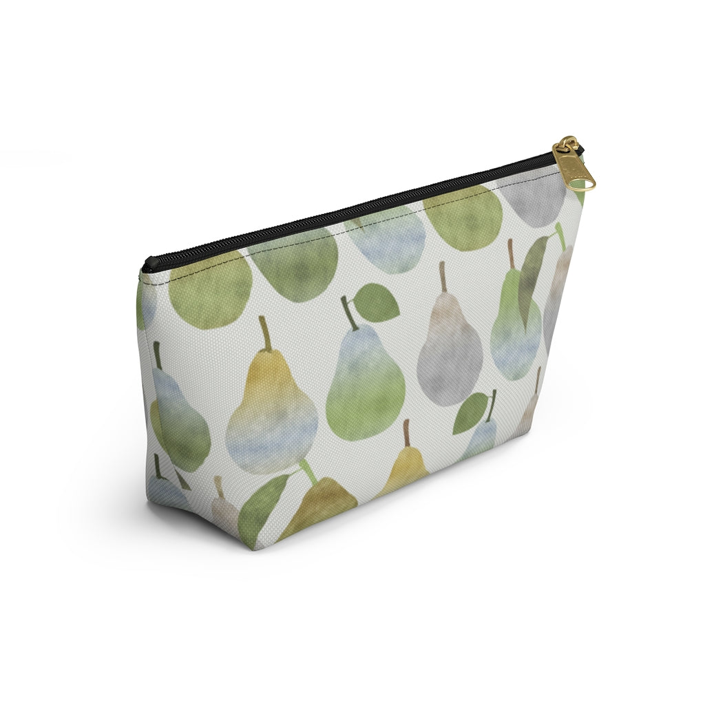 Watercolor Pears Accessory Pouch w T-bottom in Green