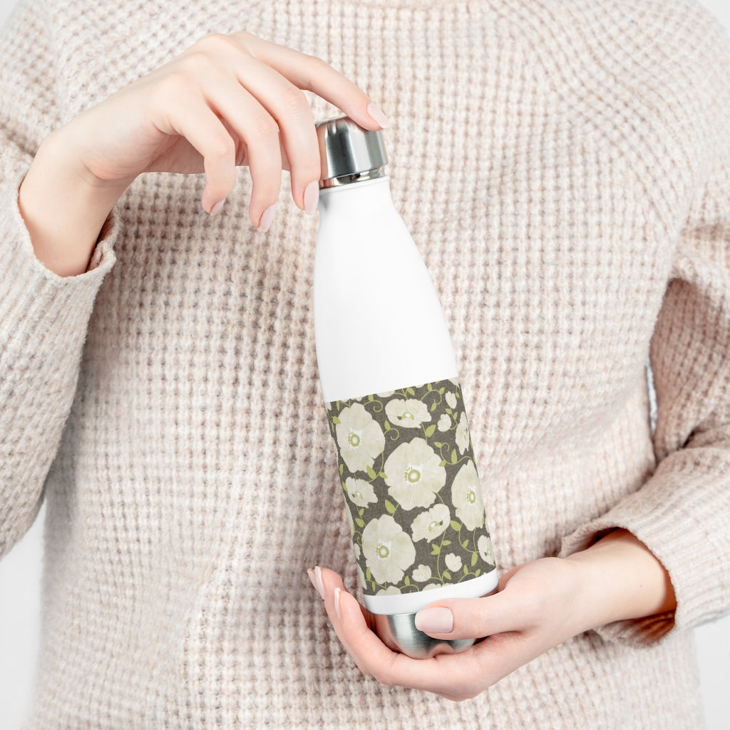 Floral Poppies 20oz Insulated Bottle in Brown