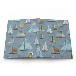 Watercolor Sailboats Hardcover Journal Matte in Light Blue