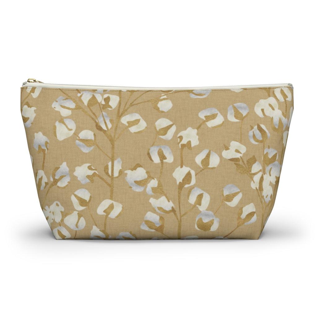 Cotton Branch Accessory Pouch w T-bottom in Gold