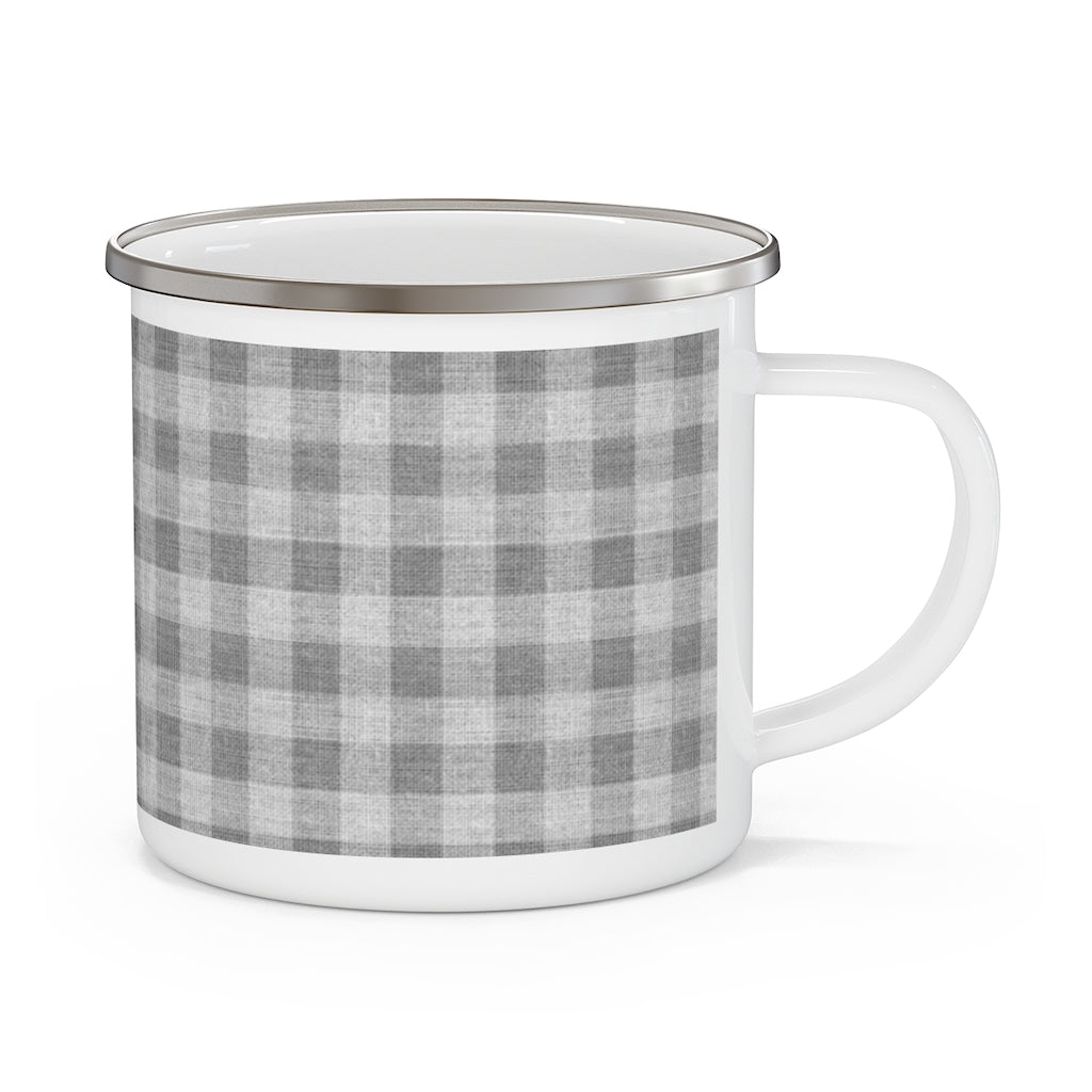 Buffalo Check Enamel Mug in Gray
