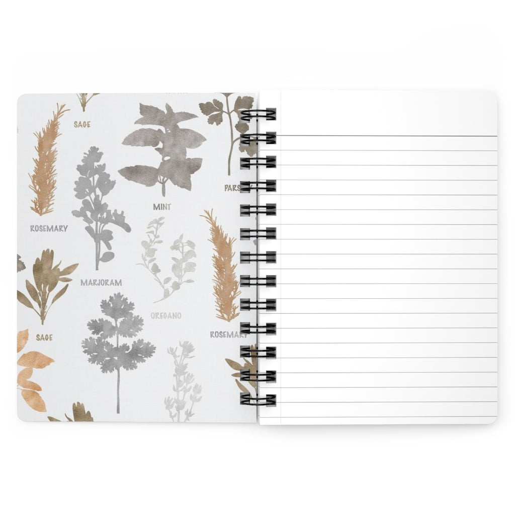Floral Herbs Spiral Bound Journal in Brown