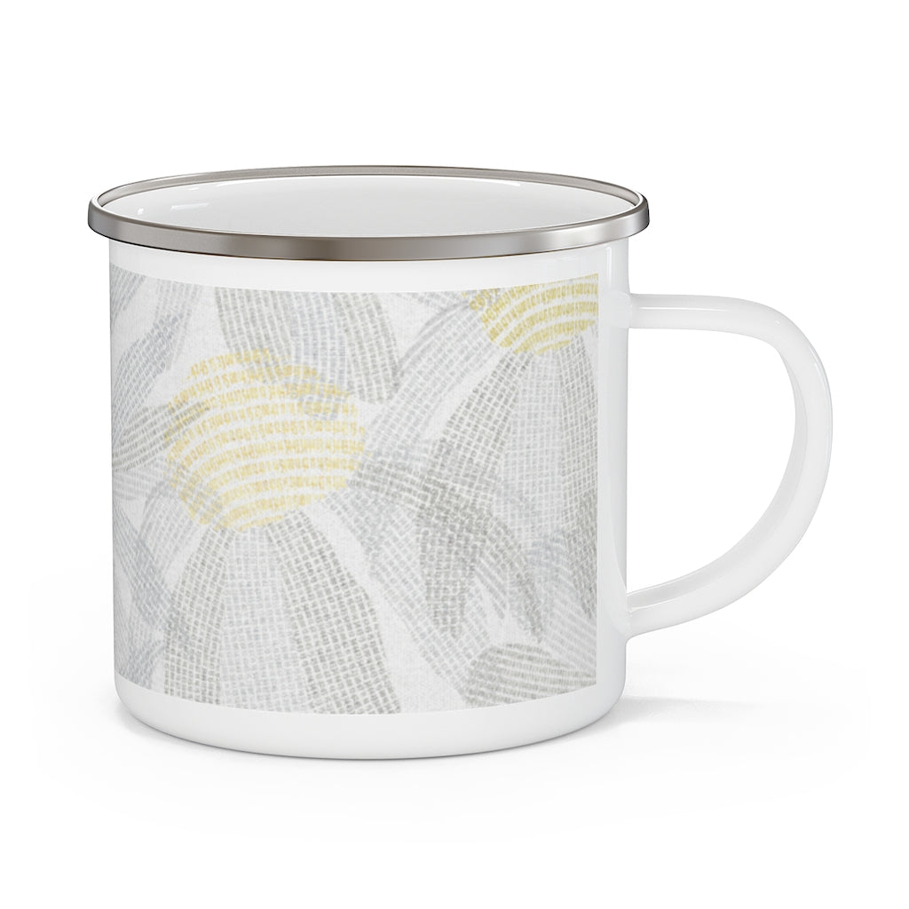 Daisy Chain Code Enamel Mug in Gray
