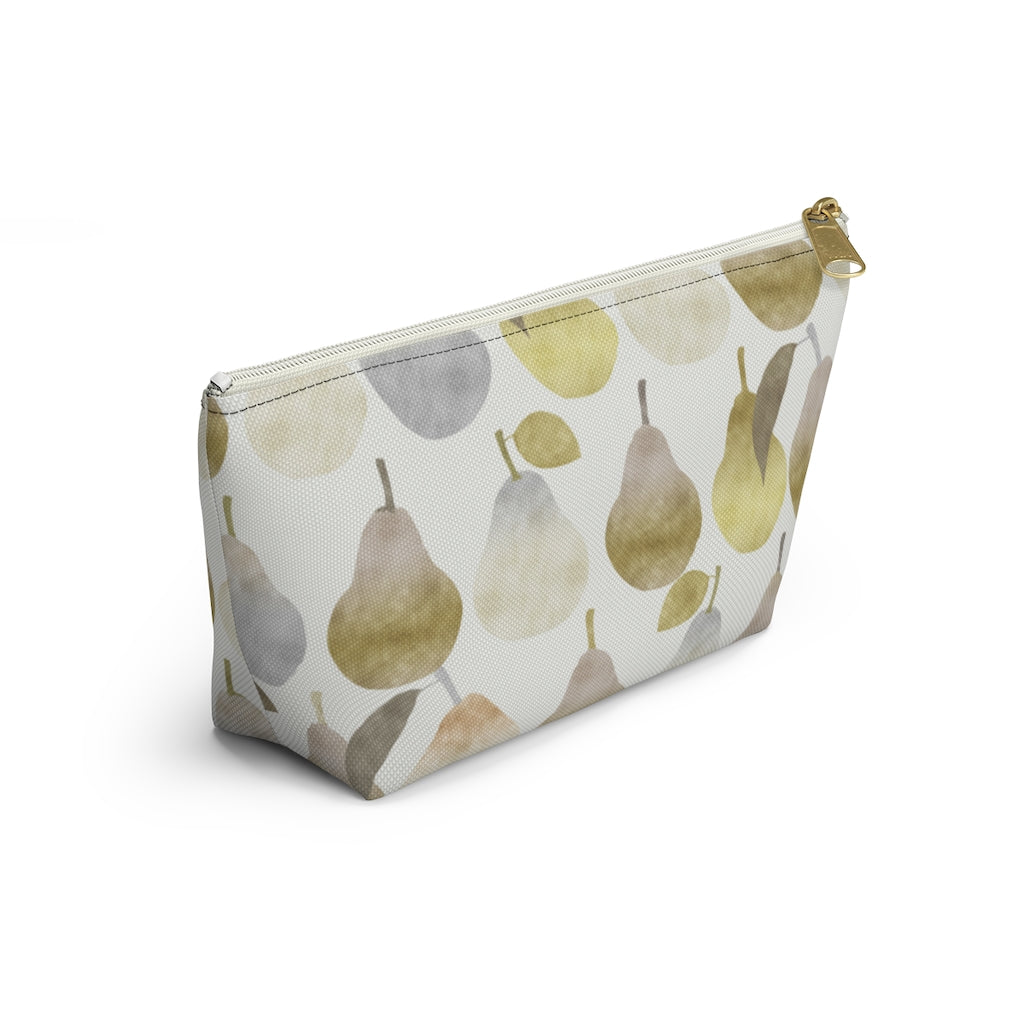 Watercolor Pears Accessory Pouch w T-bottom in Gold