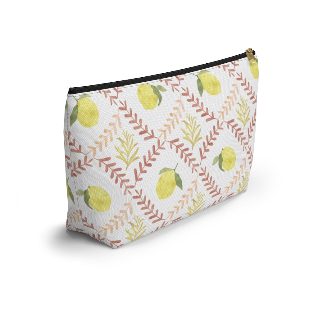 Lemon Tile Accessory Pouch w T-bottom in Pink