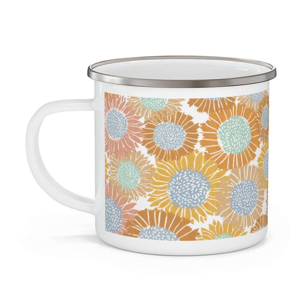 Sunflowers Enamel Campfire Mug in Orange