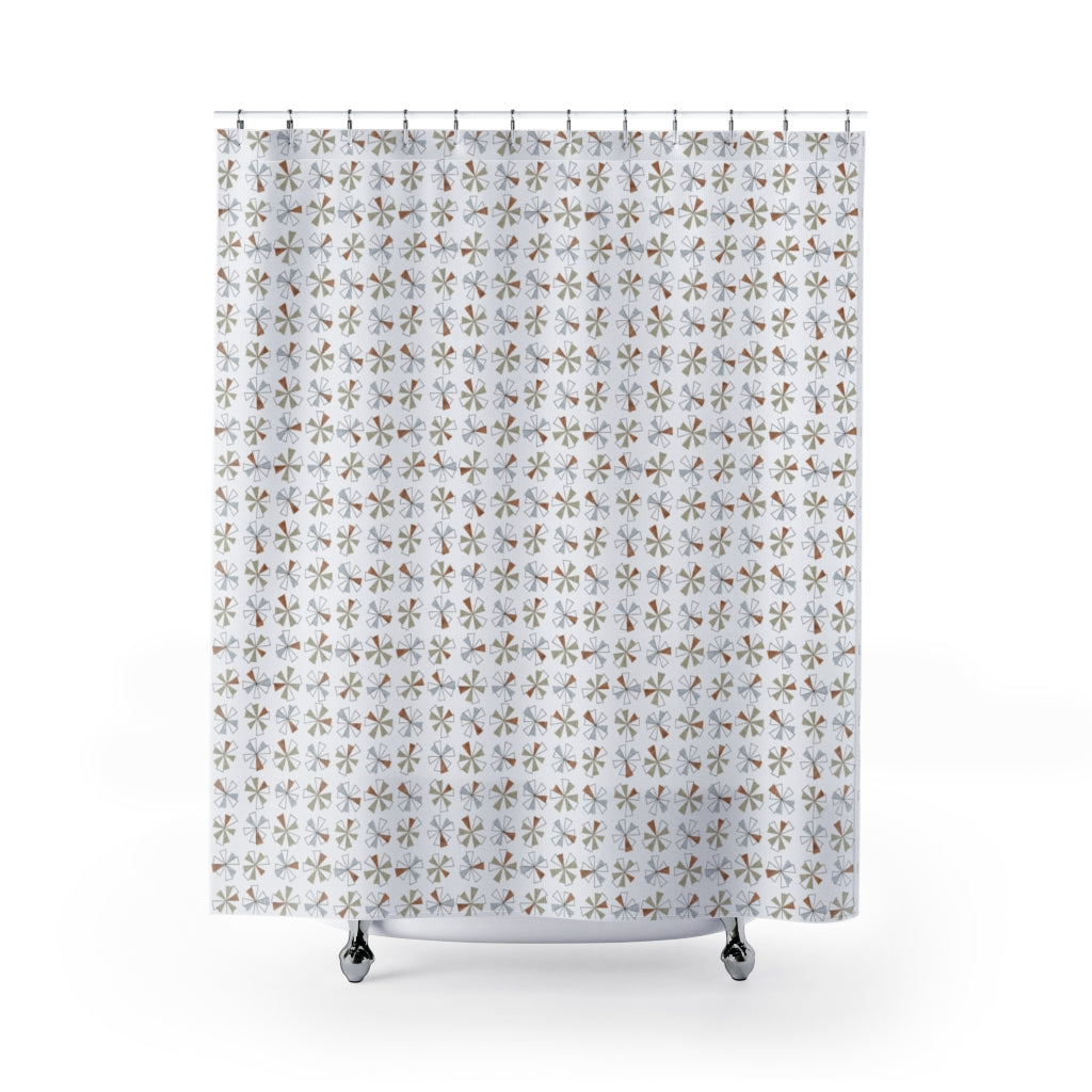 Mini Pinwheels Shower Curtain in Brown