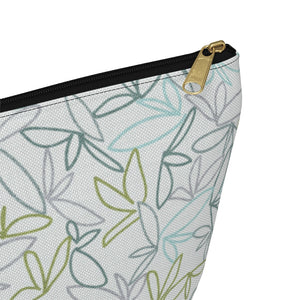 Sketch Leaf Accessory Pouch w T-bottom in Teal