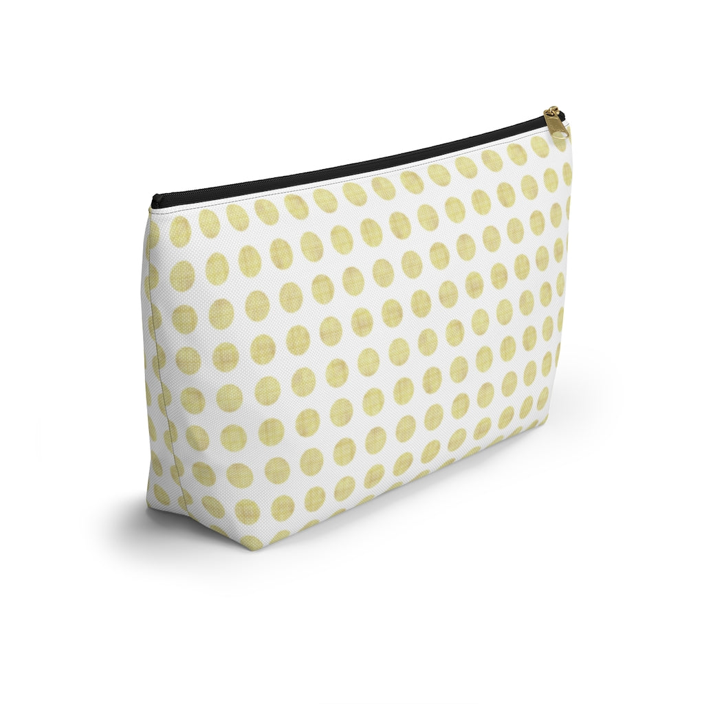 Textured Polka Dots Accessory Pouch w T-bottom in Yellow