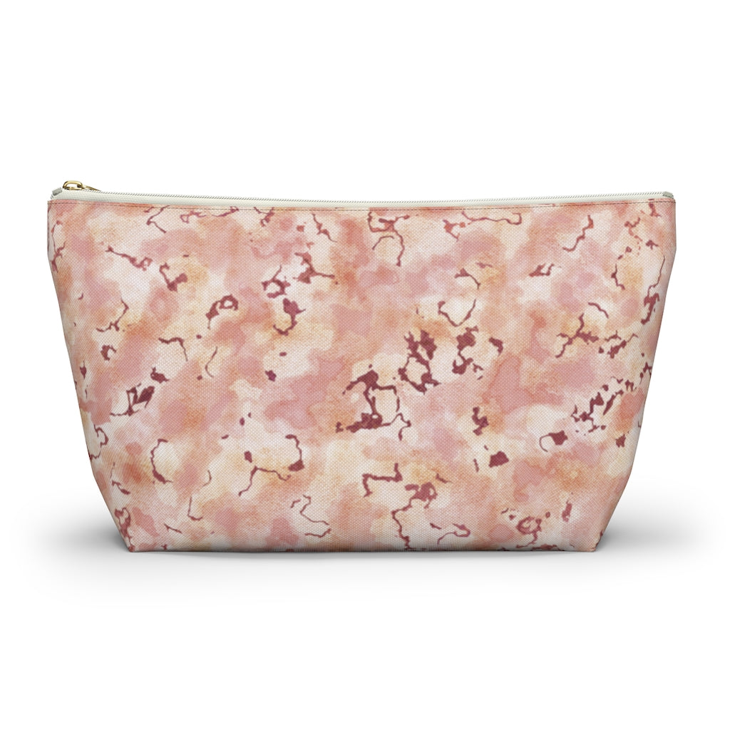 Carrara Marble Accessory Pouch w T-bottom in Pink