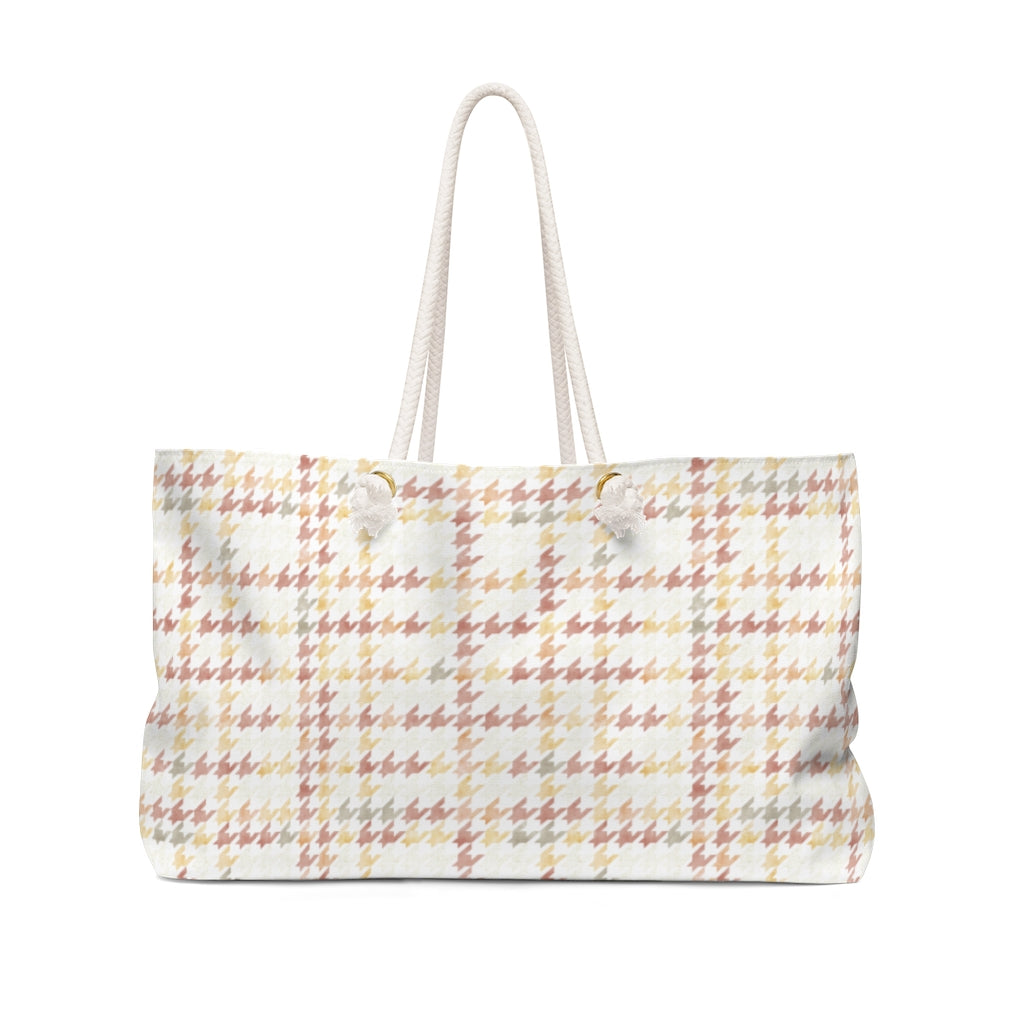 Plaid Houndstooth Weekender Bag in Pink
