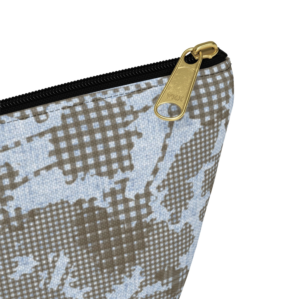 Floral Plaid Accessory Pouch w T-bottom in Aqua