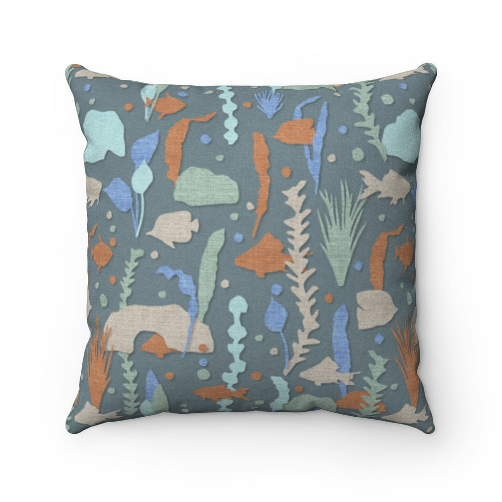 Finding Square Throw Pillow in Teal