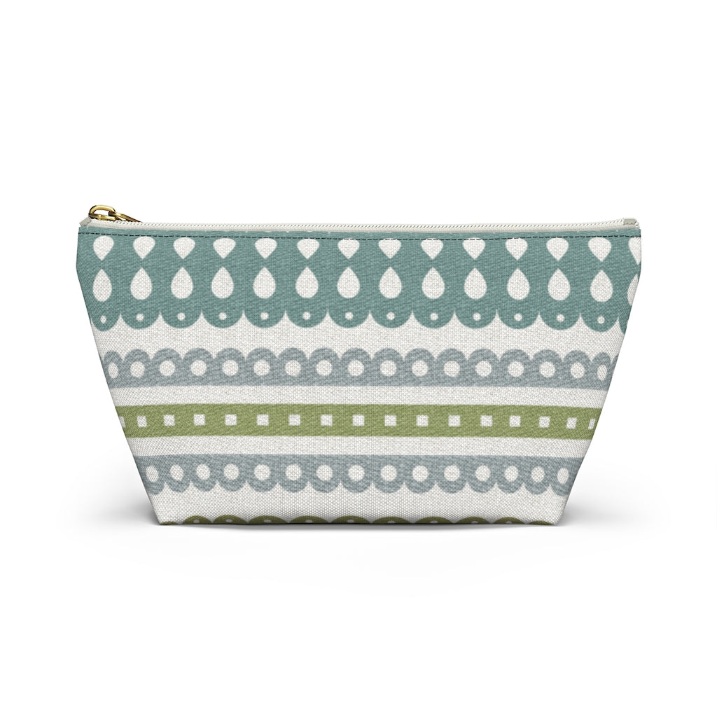 Ribbon Candy Accessory Pouch w T-bottom in Aqua