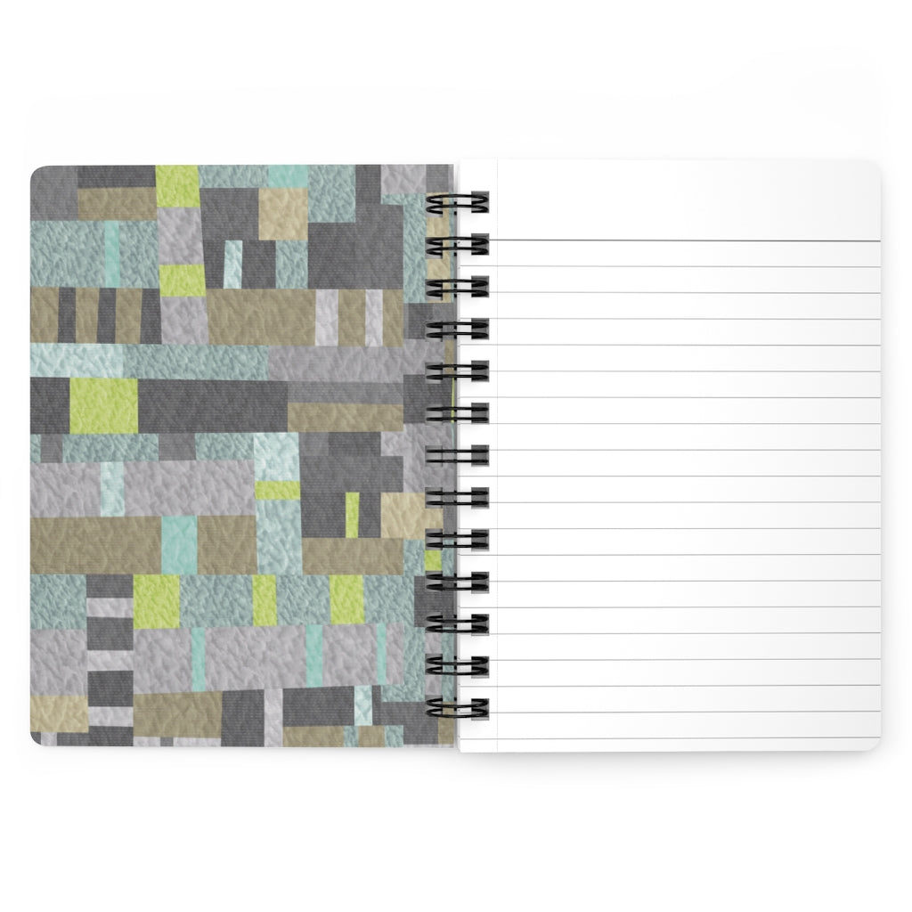 Block Quilt Spiral Bound Journal in Aqua