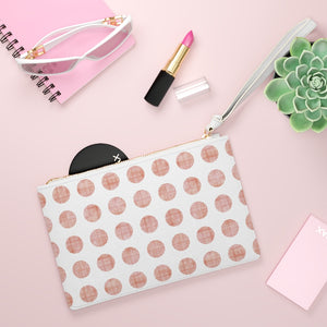 Textured Polka Dots Clutch Bag in Pink