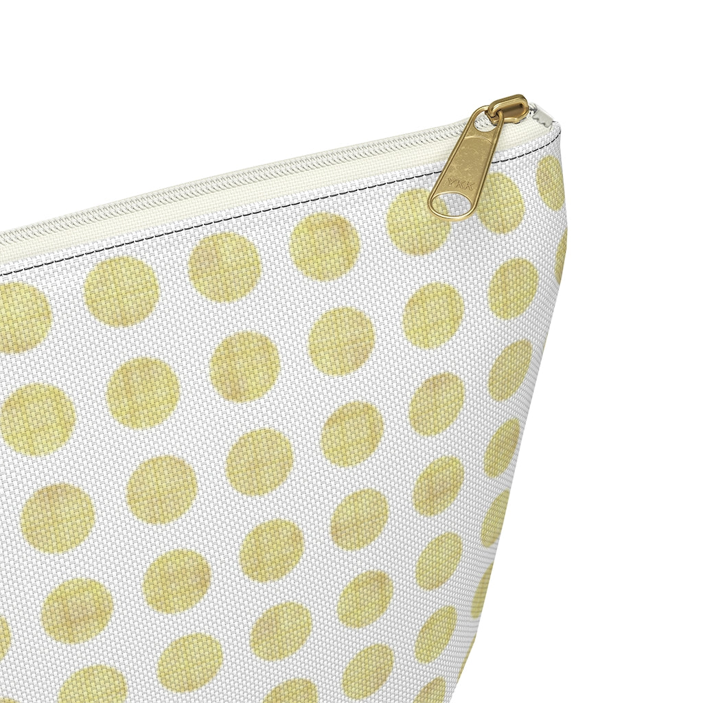 Textured Polka Dots Accessory Pouch w T-bottom in Yellow