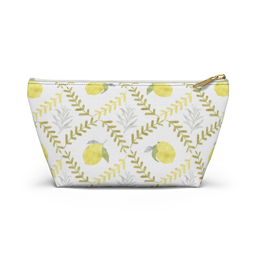 Lemon Tile Accessory Pouch w T-bottom in Yellow