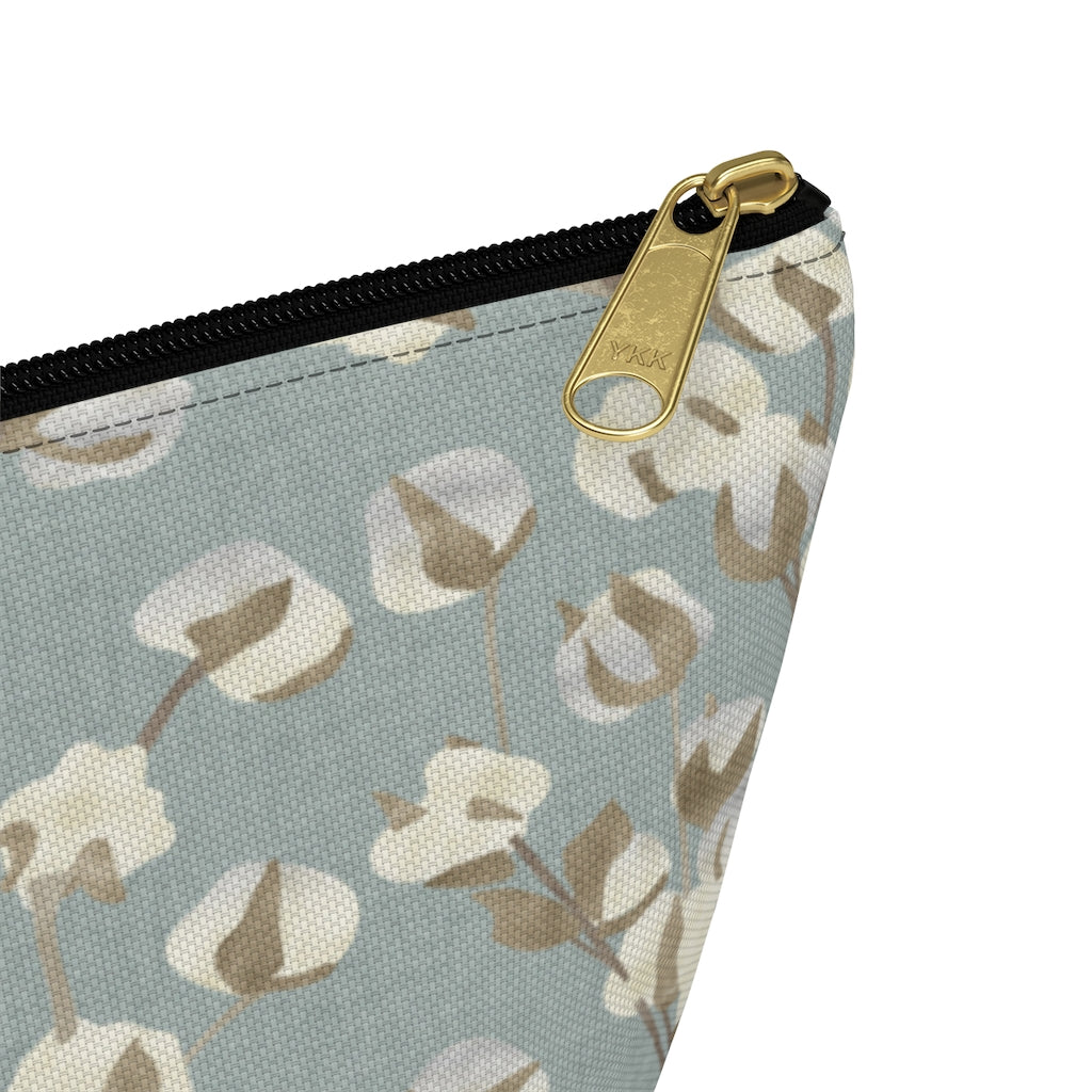 Cotton Branch Accessory Pouch w T-bottom in Aqua