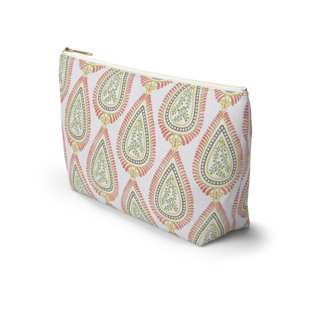 Teardrop Accessory Pouch w T-bottom in Coral