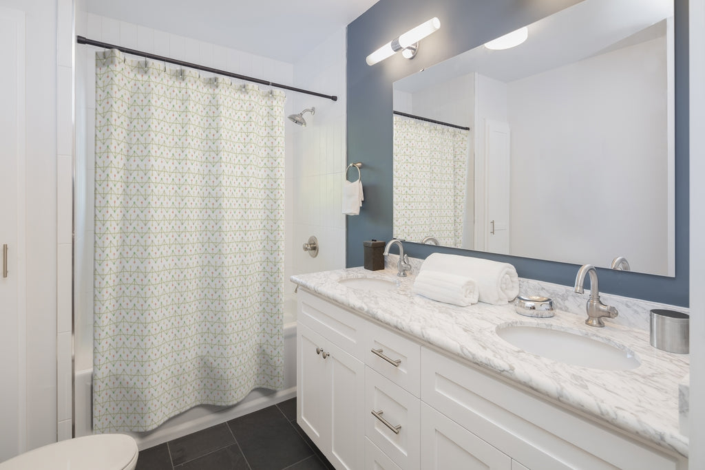Polka Dot Chevron Shower Curtain in Green