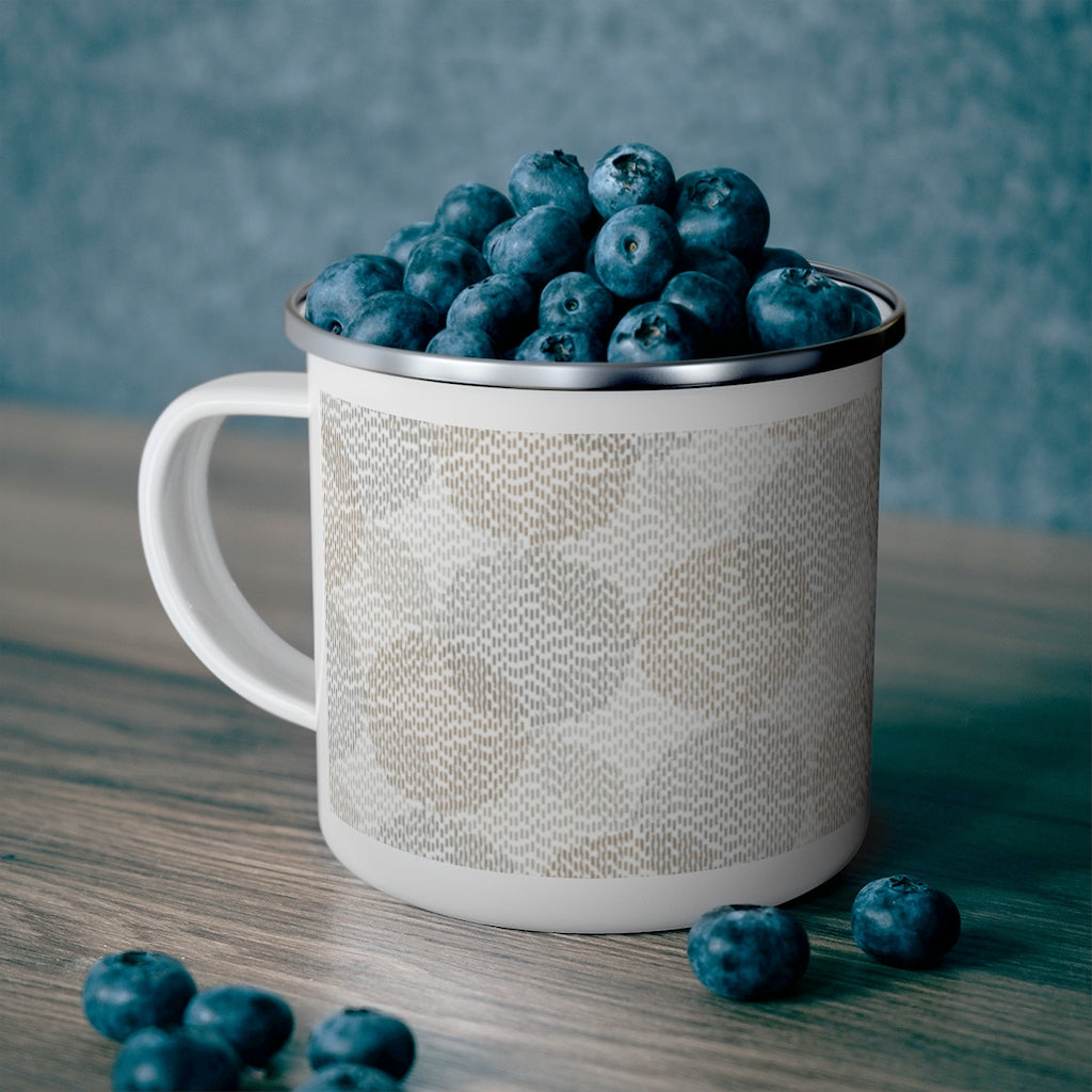 Stitch Circle Overlay Enamel Mug in Brown