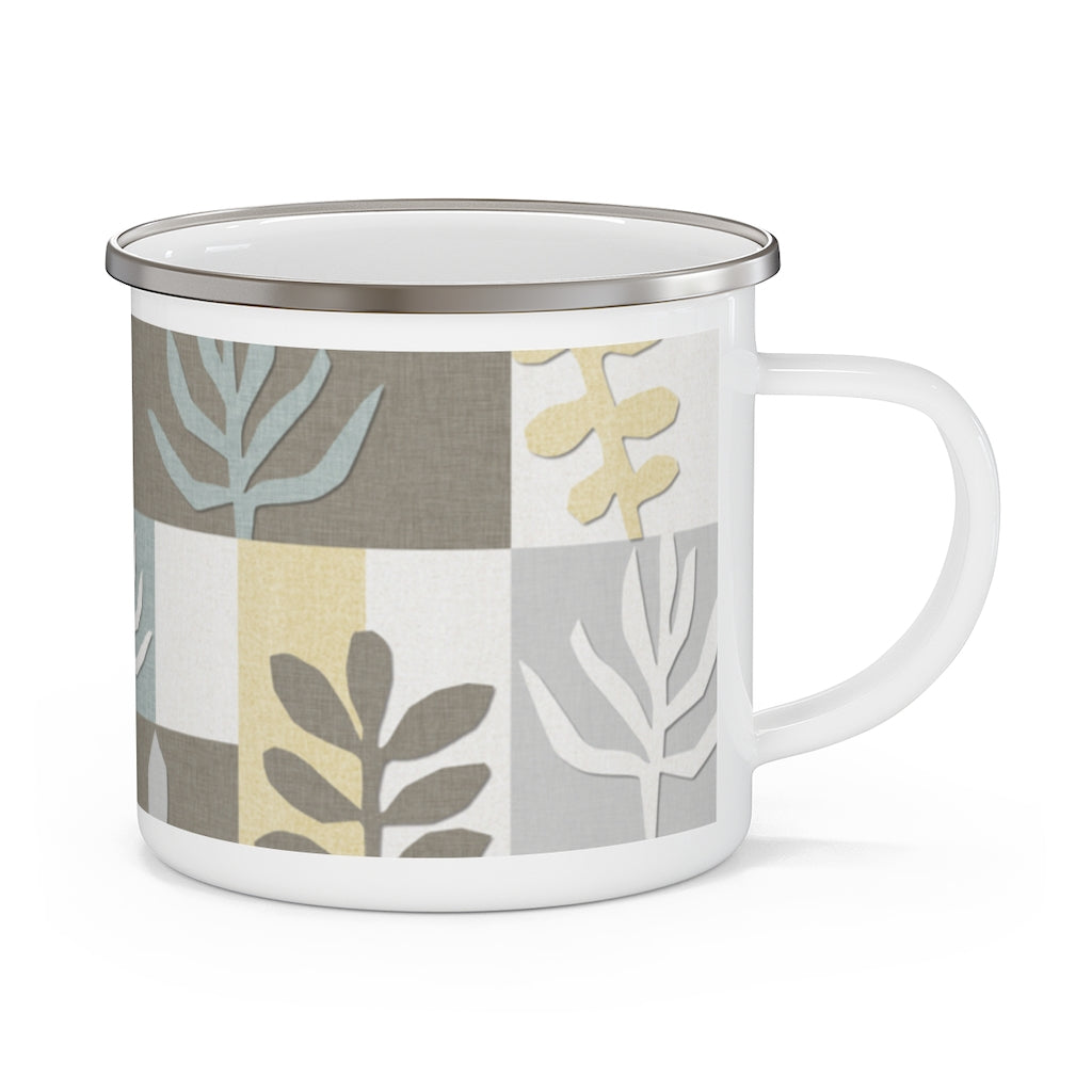 Botanical Paper Enamel Mug in Taupe