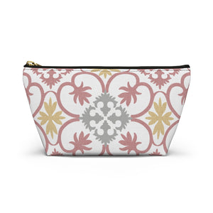 Portugal Tile Accessory Pouch w T-bottom in Pink