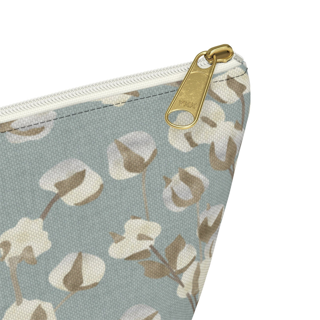 Cotton Branch Accessory Pouch w T-bottom in Aqua