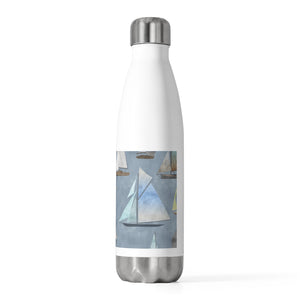 Watercolor Sailboats 20oz Insulated Bottle in Blue