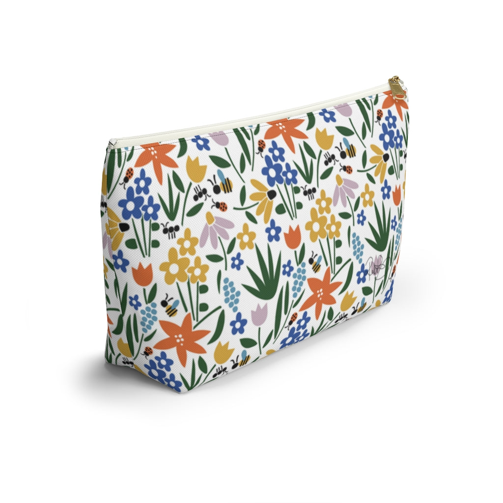 Field of Flowers Accessory Pouch w T-bottom