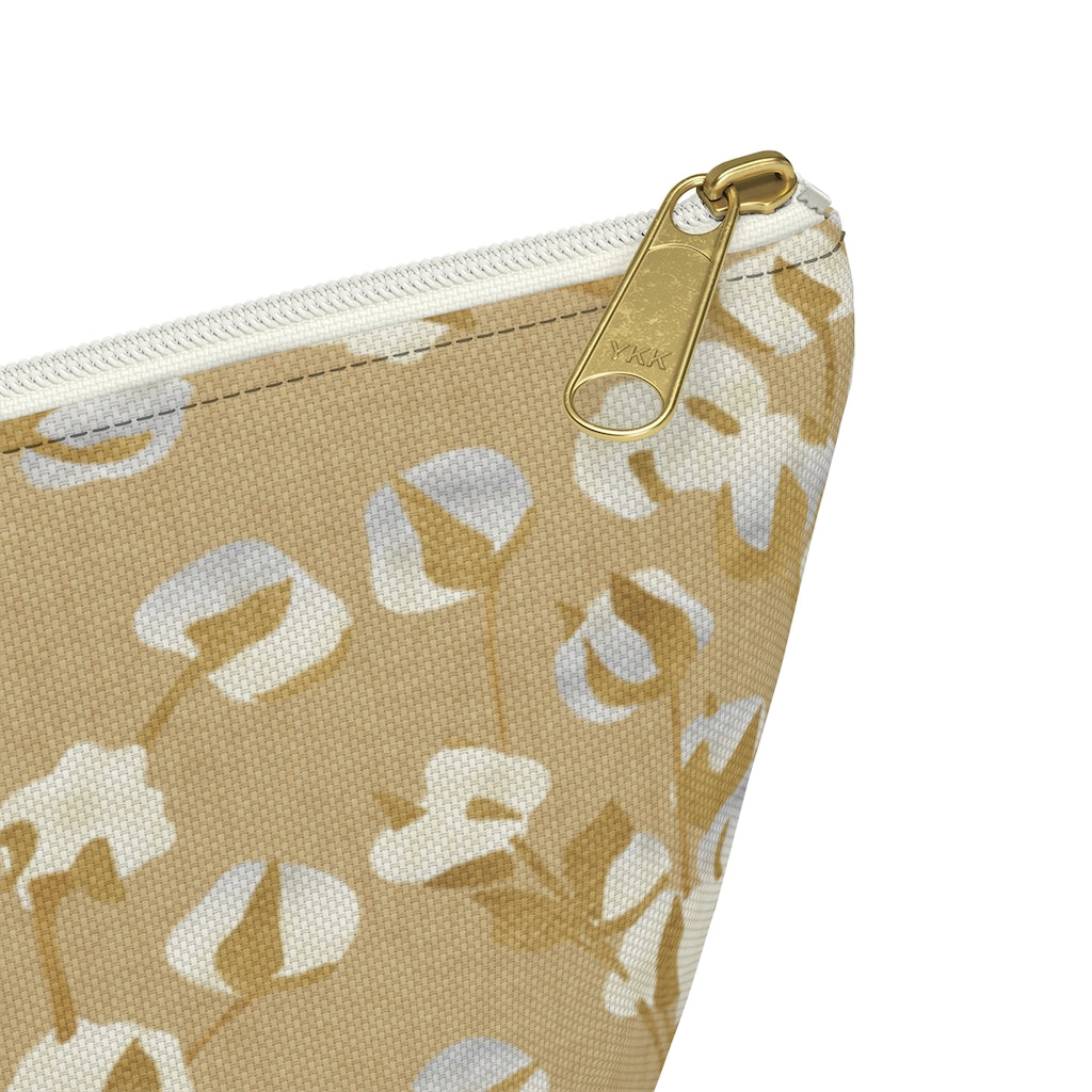 Cotton Branch Accessory Pouch w T-bottom in Gold