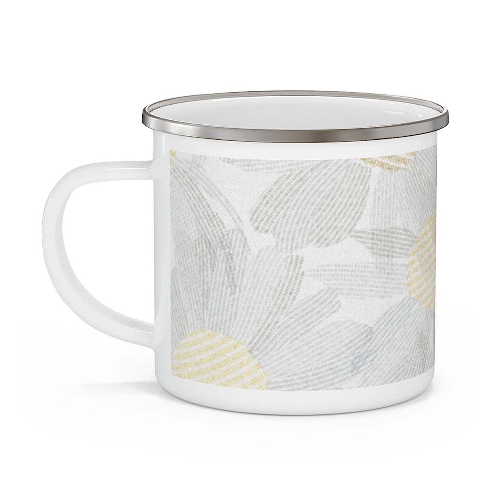 Daisy Chain Code Enamel Mug in Gray