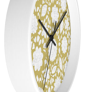 Floral Eyelet Lace Wall Clock in Gold