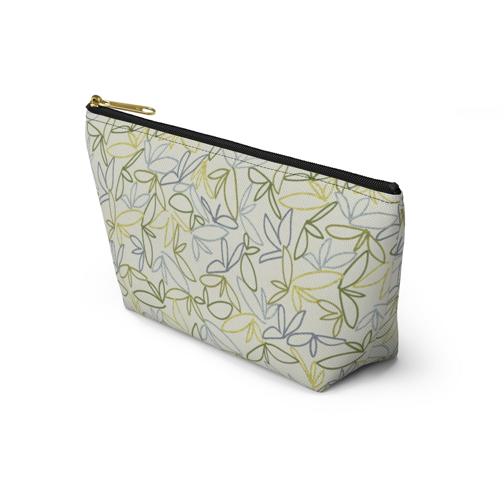 Sketch Leaf Accessory Pouch w T-bottom in Green