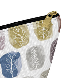 Watercolor Leaf Stamp Accessory Pouch w T-bottom in Purple