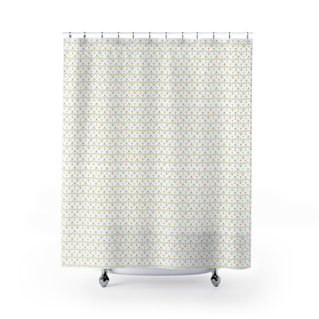 Polka Dot Chevron Shower Curtain in Green