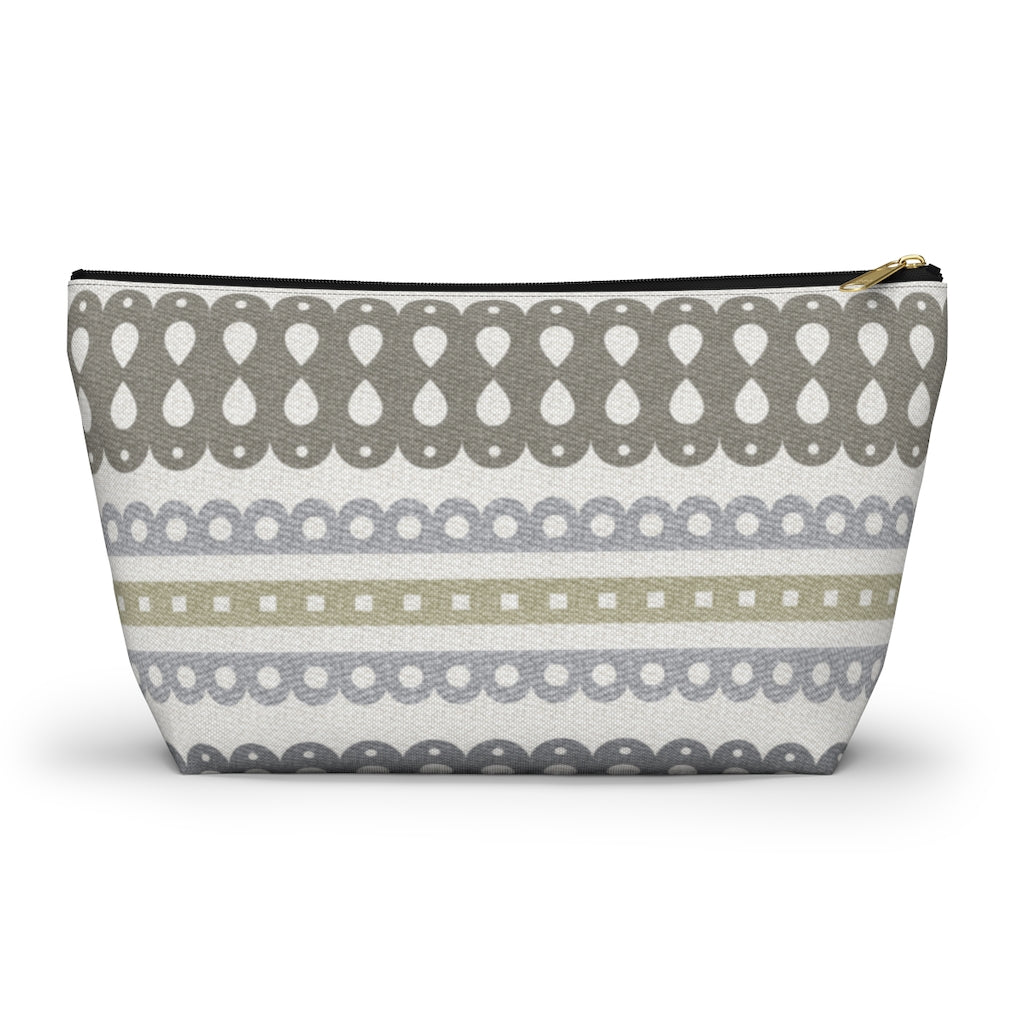 Ribbon Candy Accessory Pouch w T-bottom in Brown
