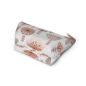 Watercolor Sketch Floral Accessory Pouch w T-bottom in Red