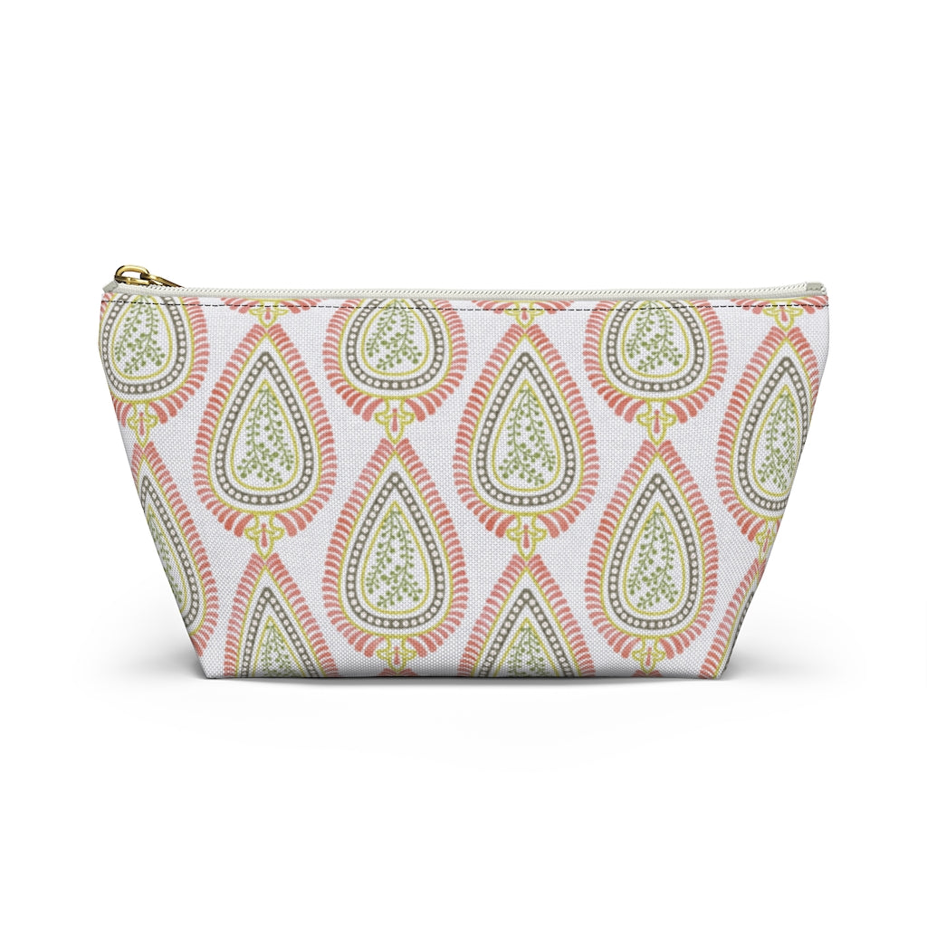 Teardrop Accessory Pouch w T-bottom in Coral