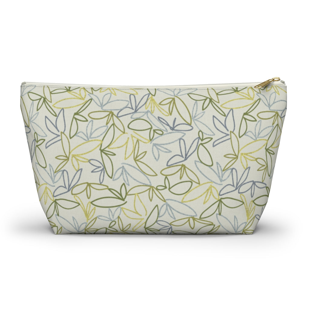 Sketch Leaf Accessory Pouch w T-bottom in Green