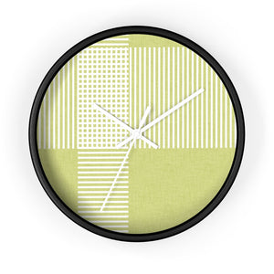 Circle Plaid Wall Clock in Lime