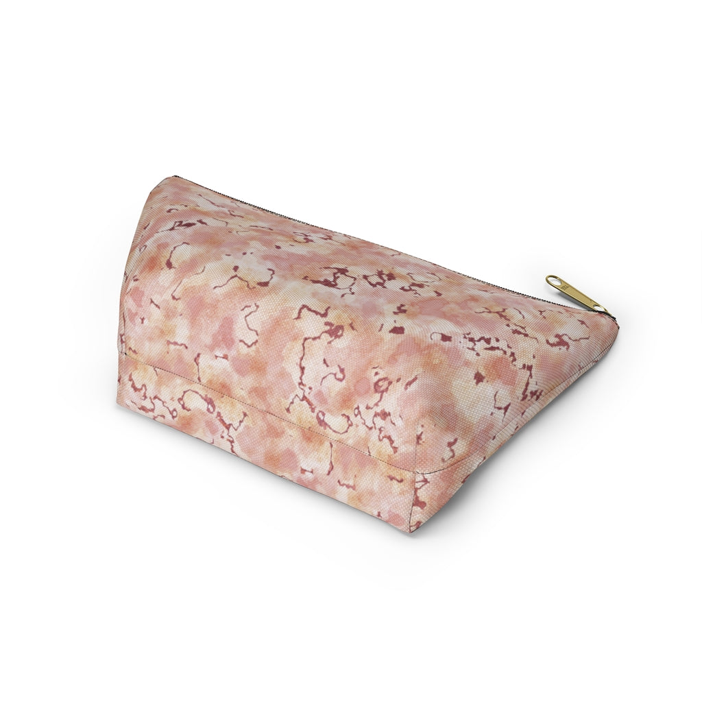 Carrara Marble Accessory Pouch w T-bottom in Pink