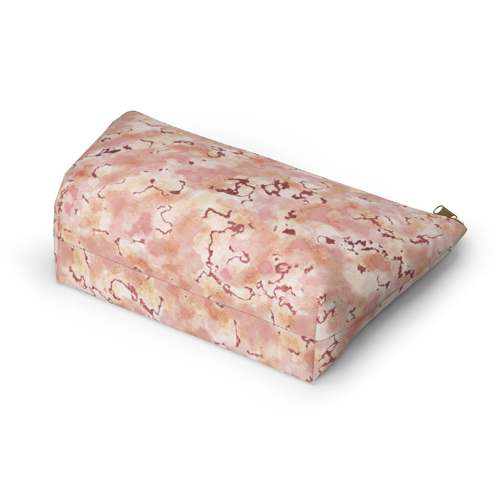 Carrara Marble Accessory Pouch w T-bottom in Pink